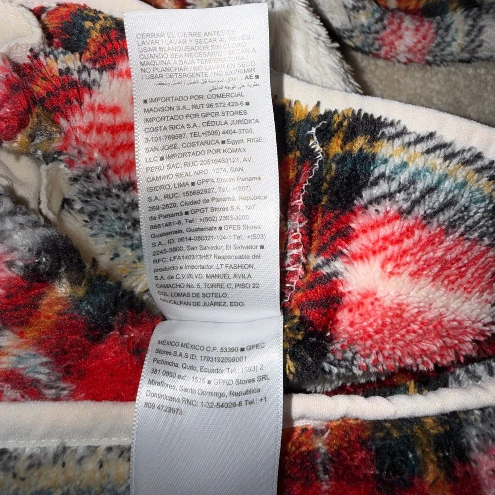 Old Navy Toddler Fleece Red Green Plaid Bear Ear Hooded‎ Jacket Zip Up Size 5T